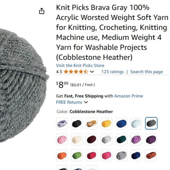 KnitPicks 10-Pack (36.5 oz) Brava Cobblestone Heather (Gray) #4 Worsted … - Picture 3 of 10